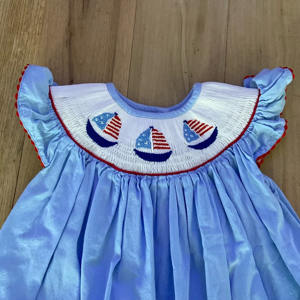 Girls Smocked Sailboat Dress